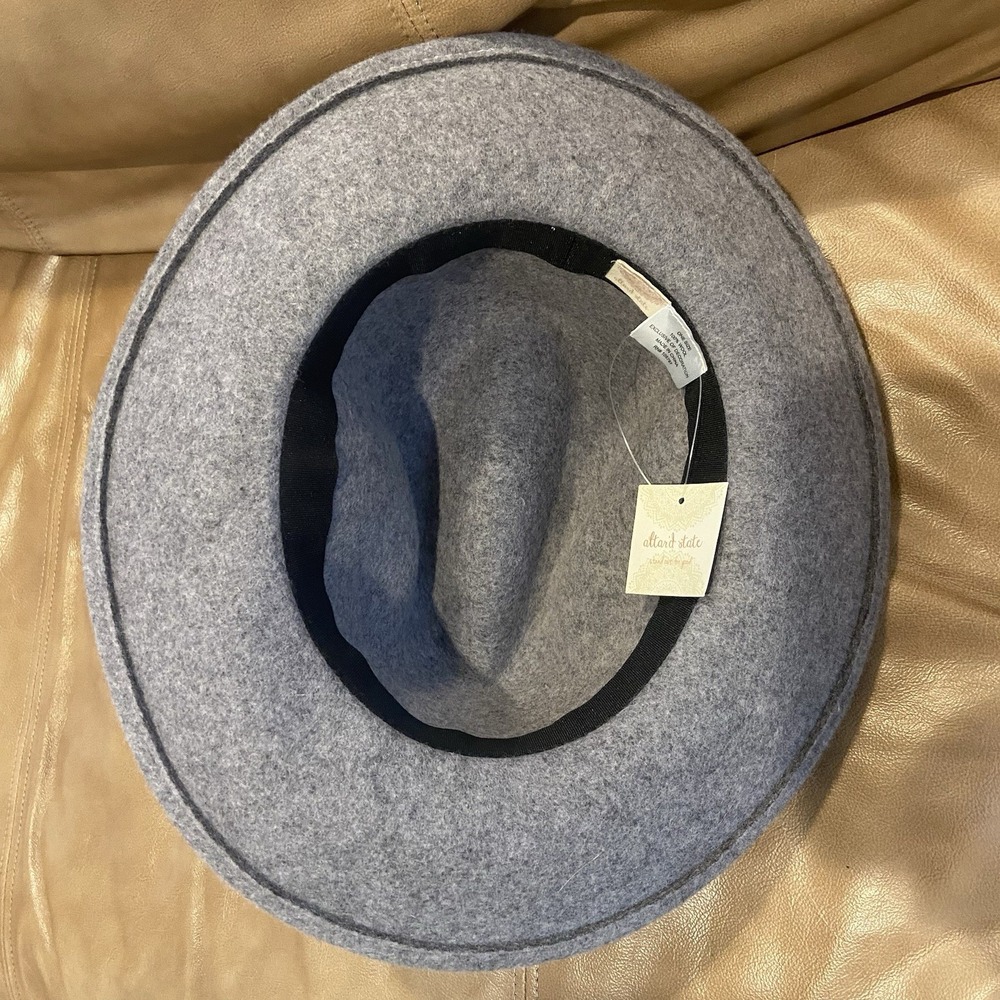 Fedora Style 100% Wool Hat Altered State NWT Gray Faux Leather Hat Trim One Size - Picture 6 of 8